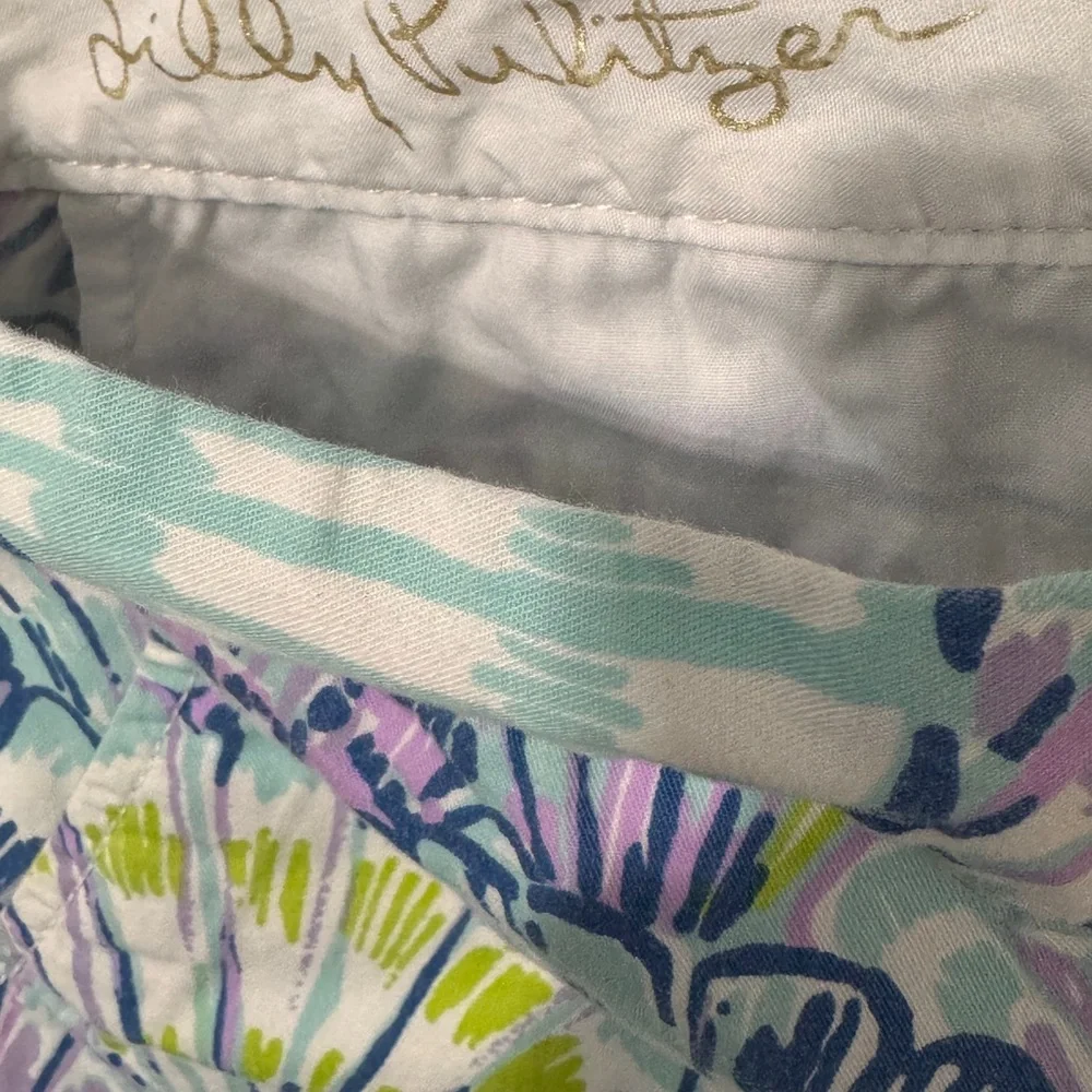 Lilly Pulitzer size 0 white oh Shello scalloped buttercup cotton shorts